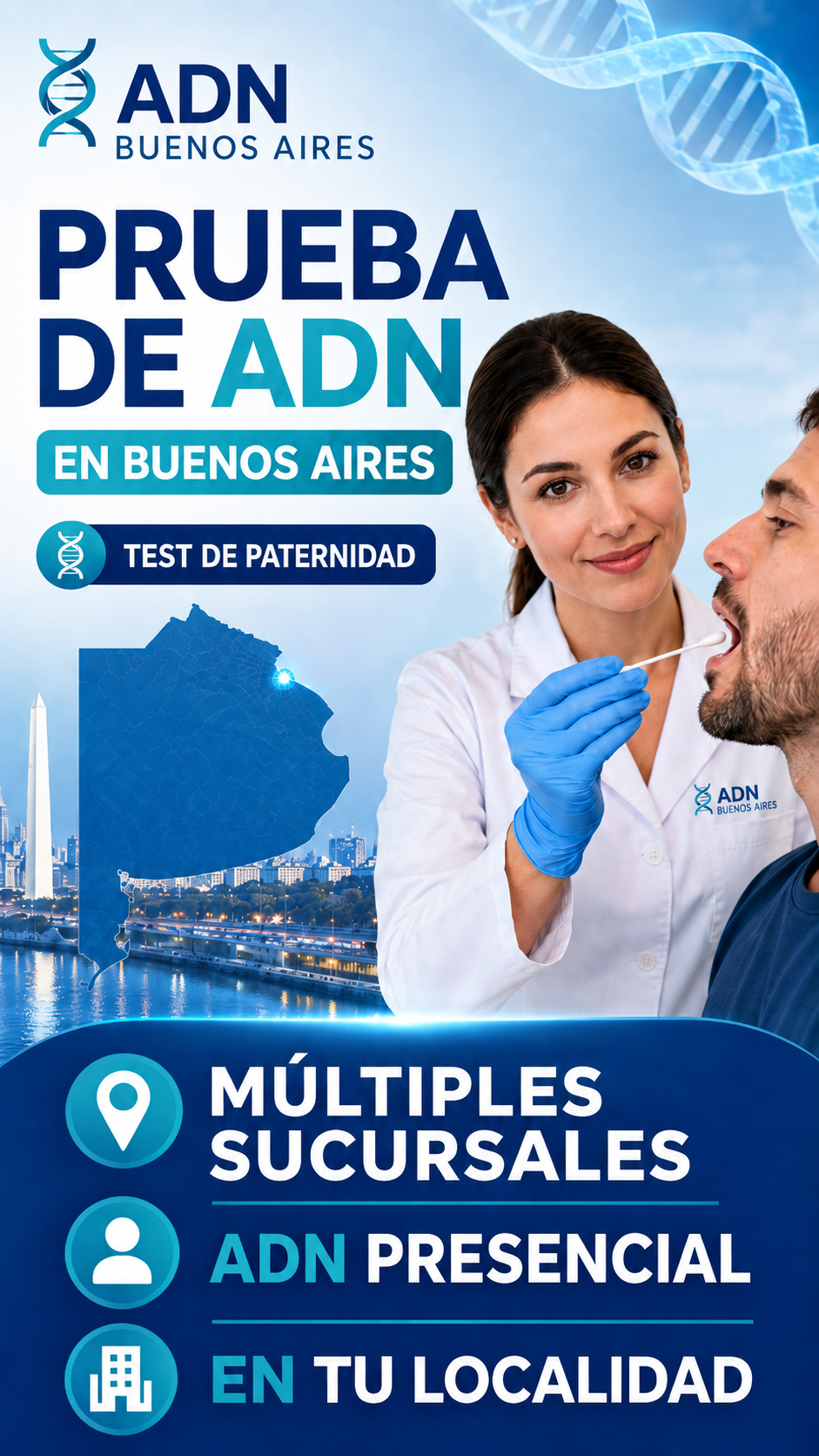 Prueba de ADN en Buenos Aires, múltiples sucursales, ADN presencial en tu localidad